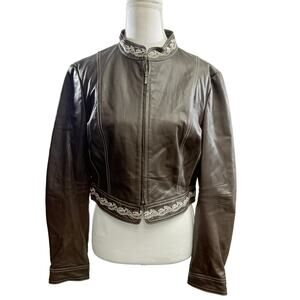 Nicola Berti crop top leather jacket, size medium